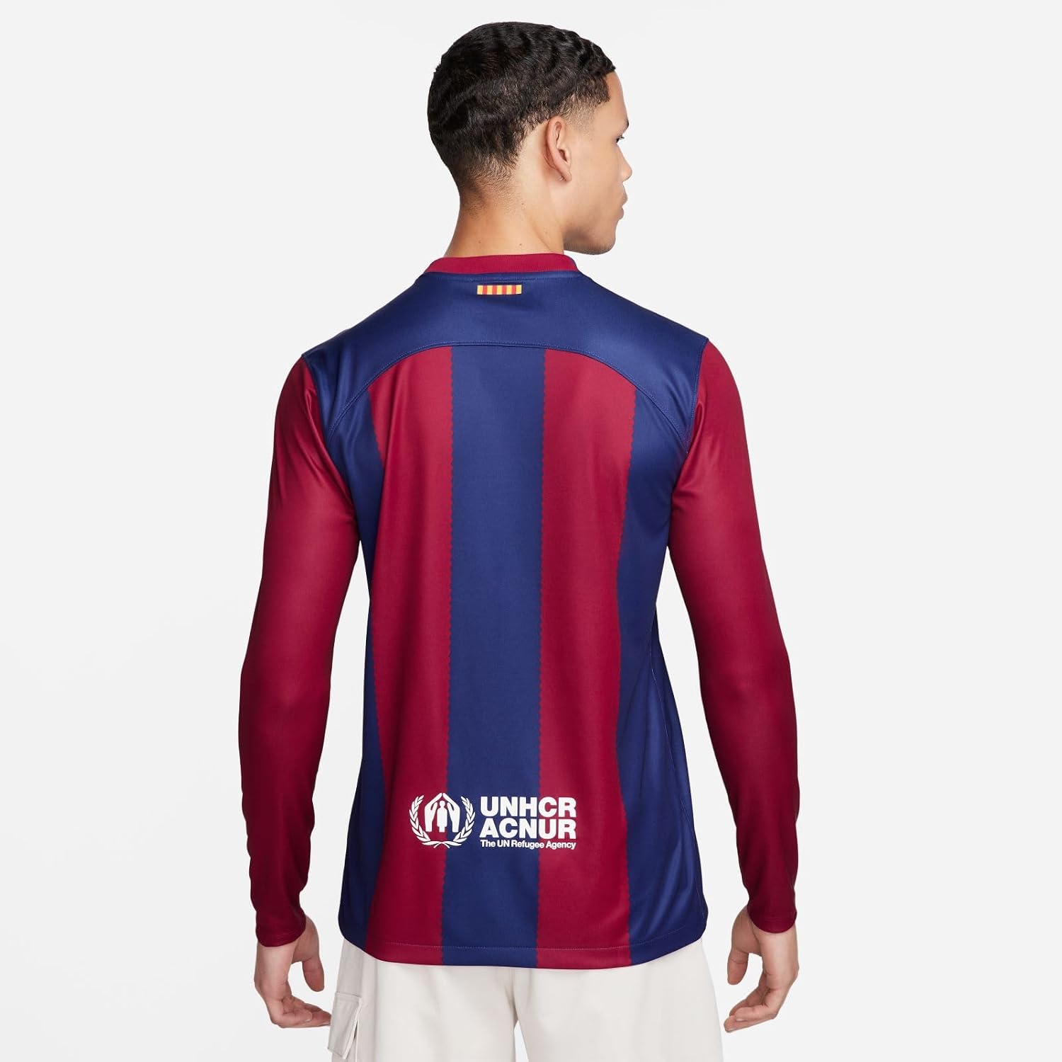Detalle de FC Barcelona DX2636-456 męska koszulka domowa 2023/2024 z tkaniną Nike Breathe