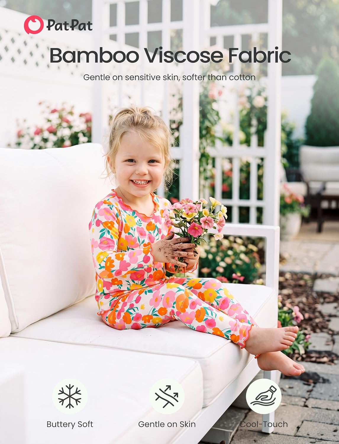 Detalle de PATPAT Toddler Pajama Set, Bamboo Viscose