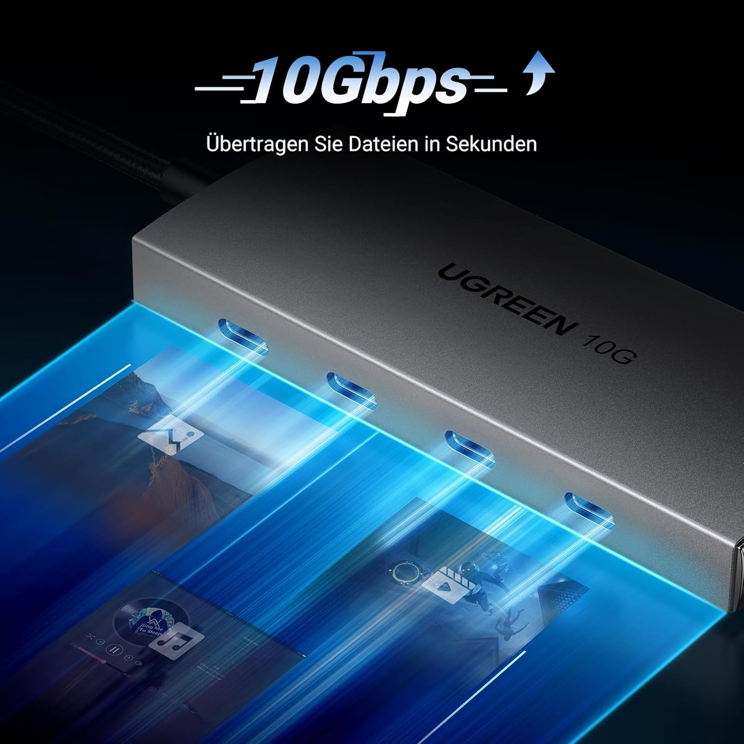 Detalle de UGREEN USB C Hub 10 Gbps – 4 USB-C 3.2 Ports, Aluminium-Design, Plug & Play