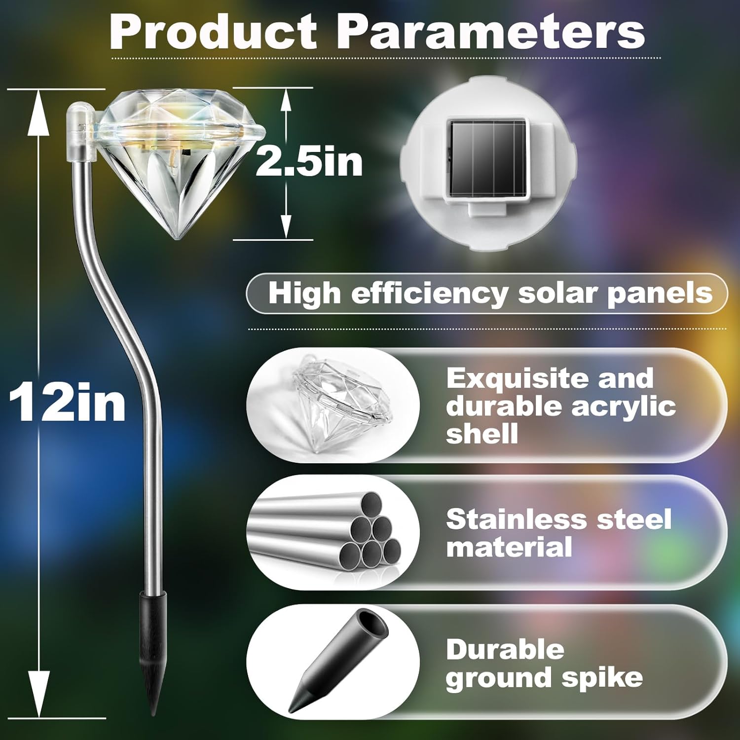 Thumbnail 4 de Anordsem solar diamond garden lights (colour changing RGB), waterproof outdoor stake lights