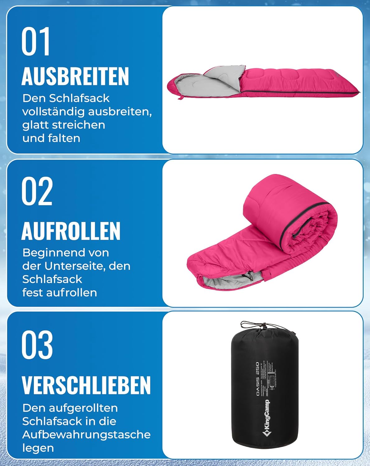 Thumbnail 6 de KingCamp Schlafsack für Erwachsene – XL Flanell, kaltes Wetter, wasserdicht, kompaktes Packmaß
