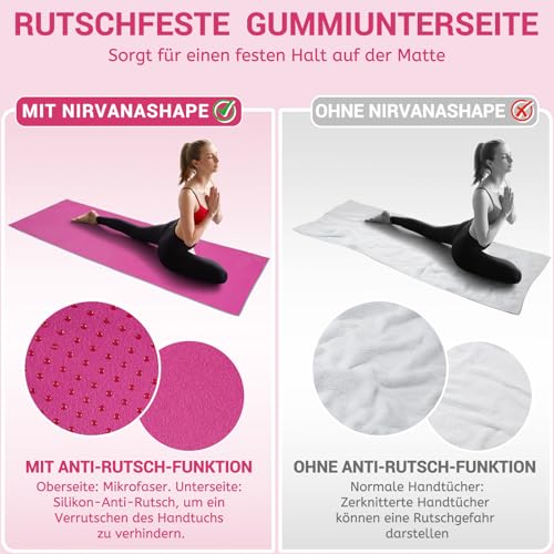Detalle 2 de Novent Yoga Handtuch rutschfest 185x65cm – Mikrofaser Yogatuch mit Antirutsch-Noppen, lila