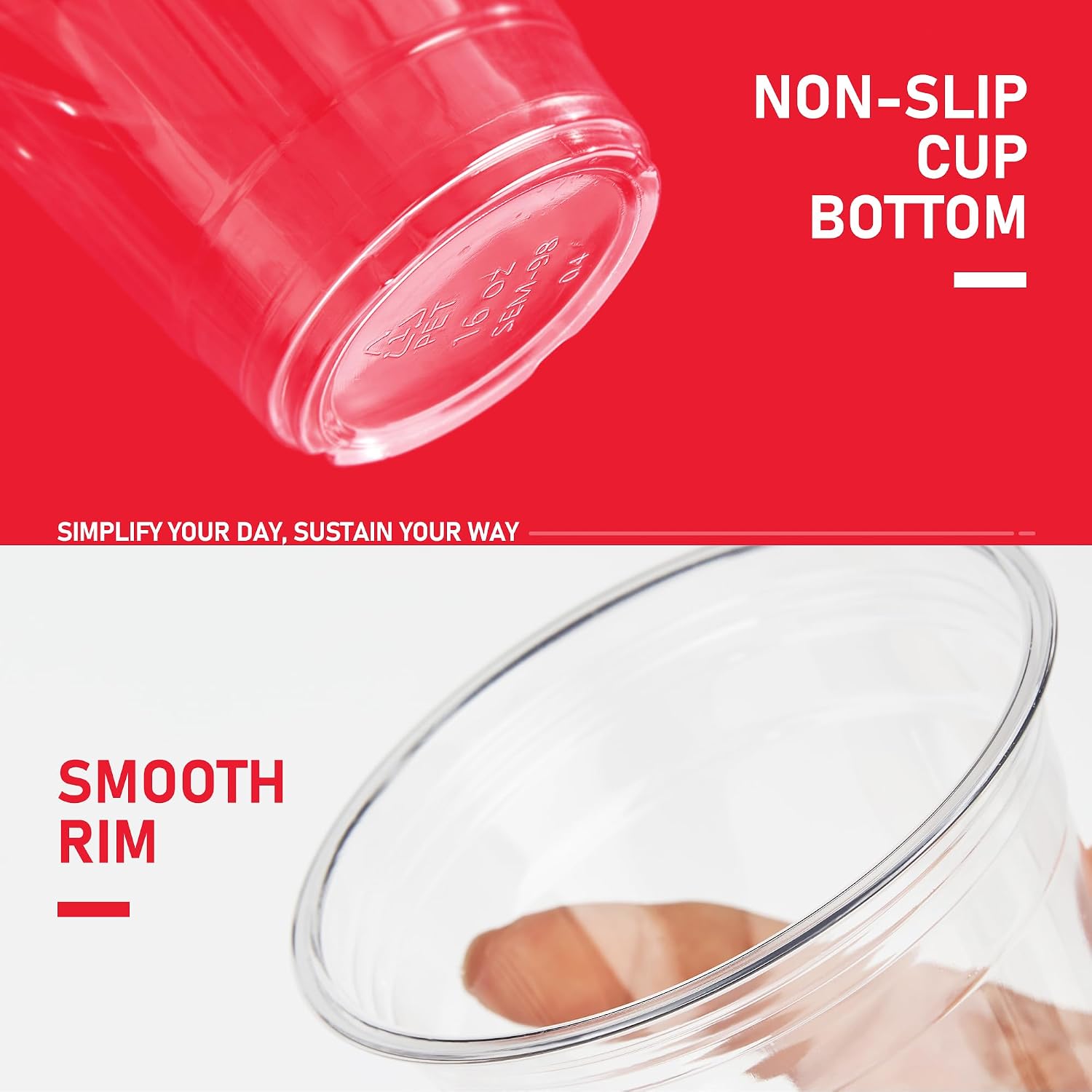 Thumbnail 3 de VPACKDUO 16 oz Plastic Cups with Lids (100 Pack) – Clear, Strawless Sip Lids
