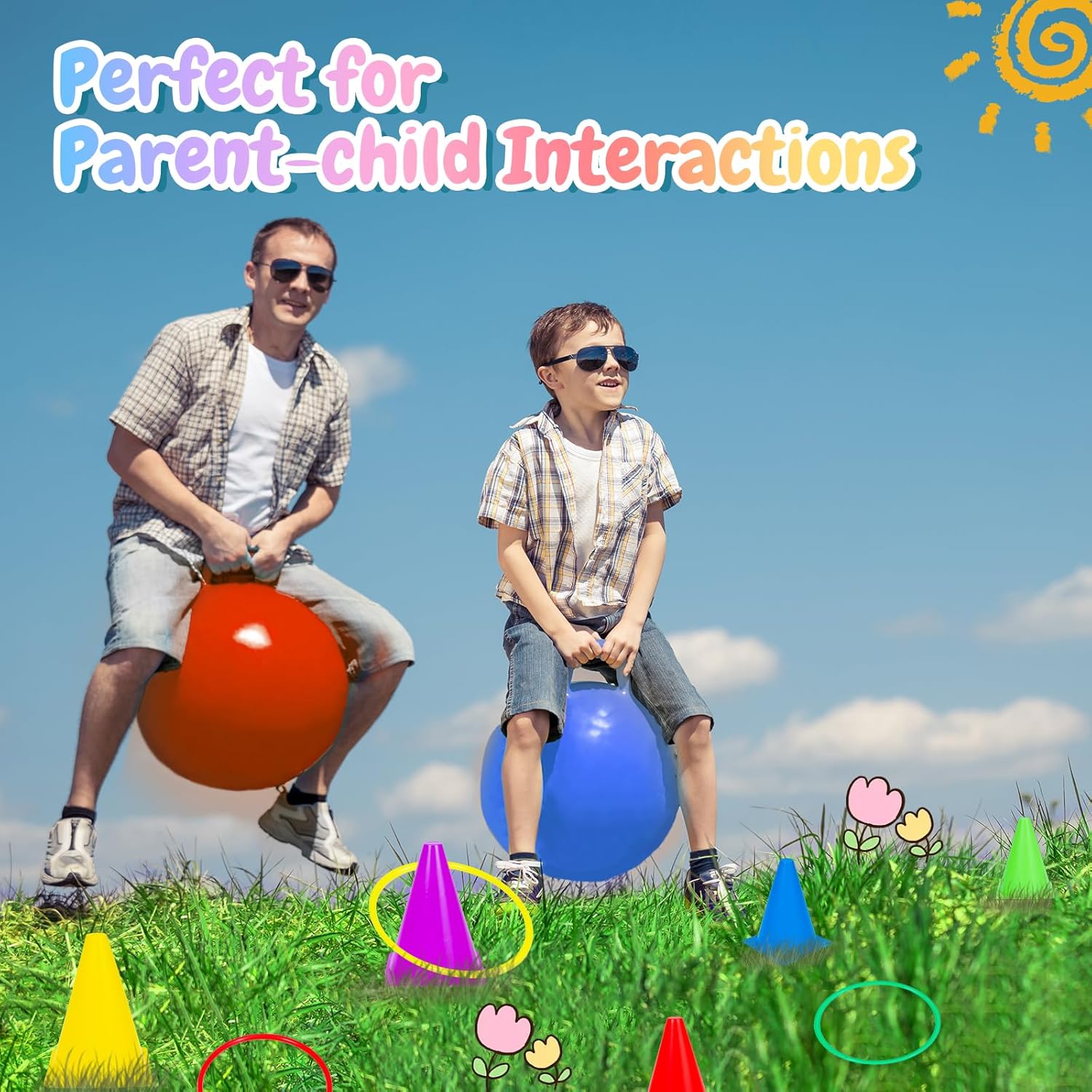 Thumbnail 5 de JOY SPOT! Carnival Outdoor Games Combo Set for Kids — 4-in-1 Fun Pack with Hopper Balls, Ring Toss, Cones, and More