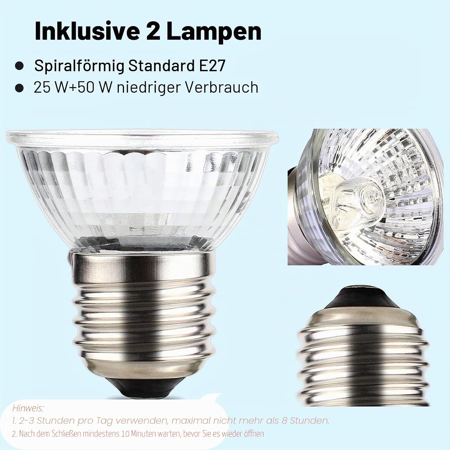 Thumbnail 4 de PewinGo Schildkröte Wärmelampe, Wärmespotlampe für Aquarium Reptil mit 2 UVA UVB Basking Spot Glühbirnen und 360°Schwenkklemme für Schildkröte, Schlange, Eidechse usw, Orangefarbenes Licht
PewinGo Schildkröte Wärmelampe, Wärmespot…