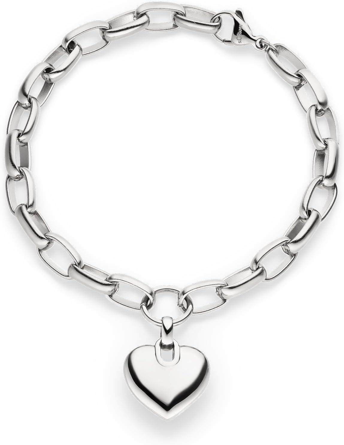 Detalle de s.Oliver Damen Schmuck – Chunky Herz Halskette, Armband und Creolen aus Edelstahl
