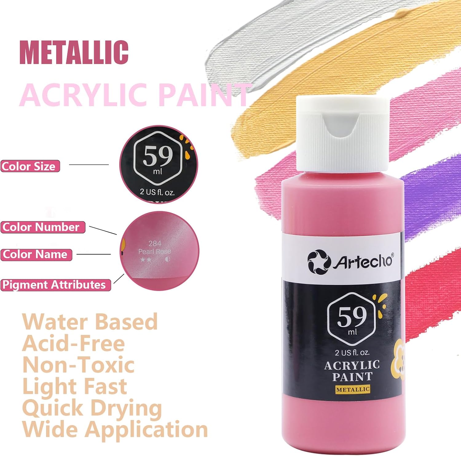 Thumbnail 3 de Artecho Pinturas Acrílicas Metálicas 20 × 59 ml