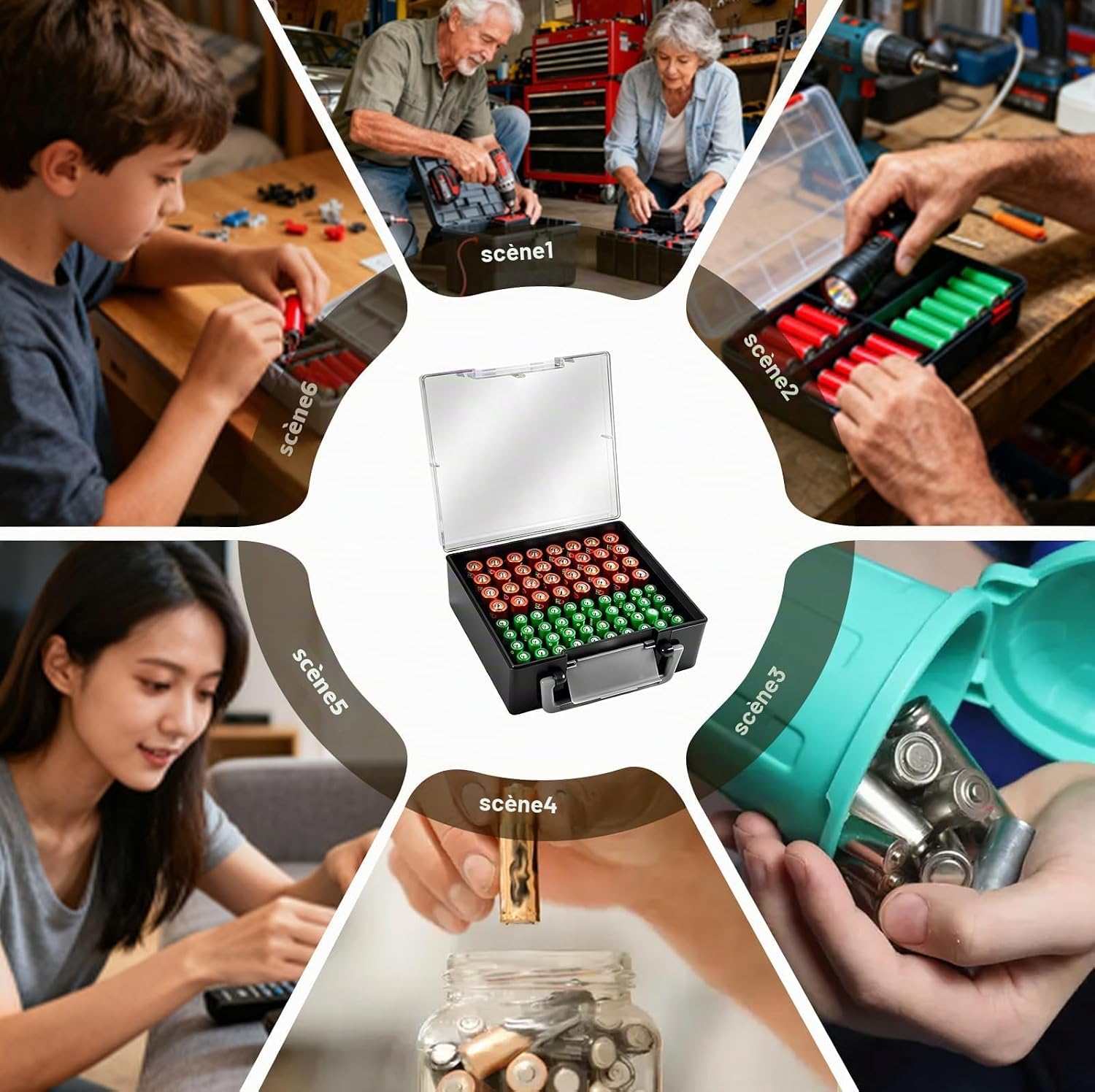 Thumbnail 6 de HOSPAOP HF72A batterijbox voor AA- en AAA-batterijen, set van 2