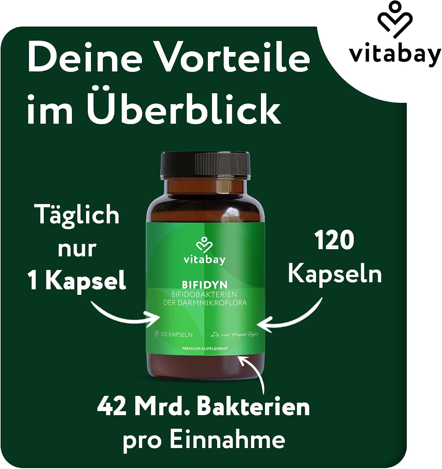 Thumbnail 5 de Vitabay Bifidyn – Bifidobakterien-Kulturen, 3 Milliarden pro Kapsel, 120 vegane Kapseln