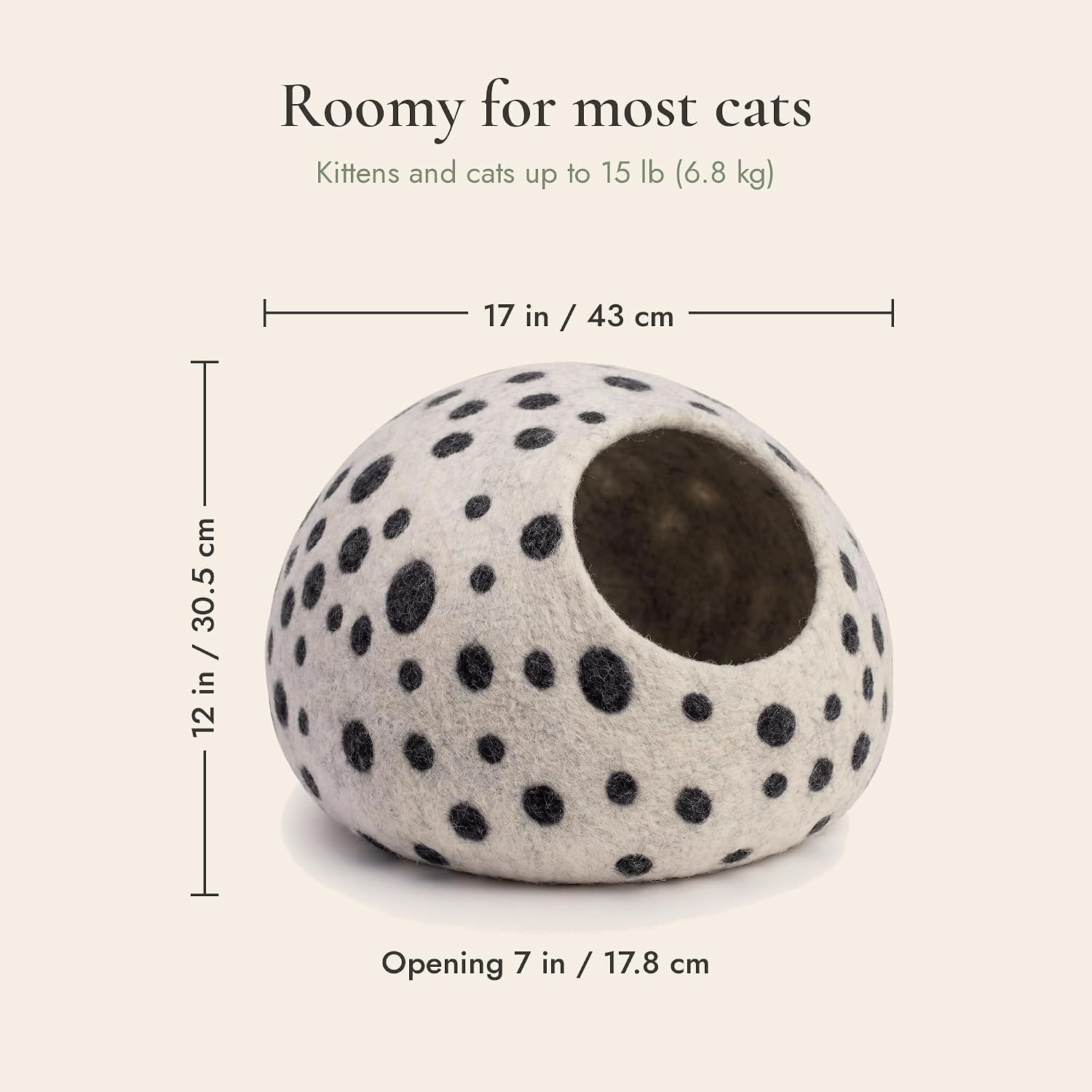 Detalle de Woolygon Merino Wool Cat Cave, Foldable Hand-Felted Hideaway Pod