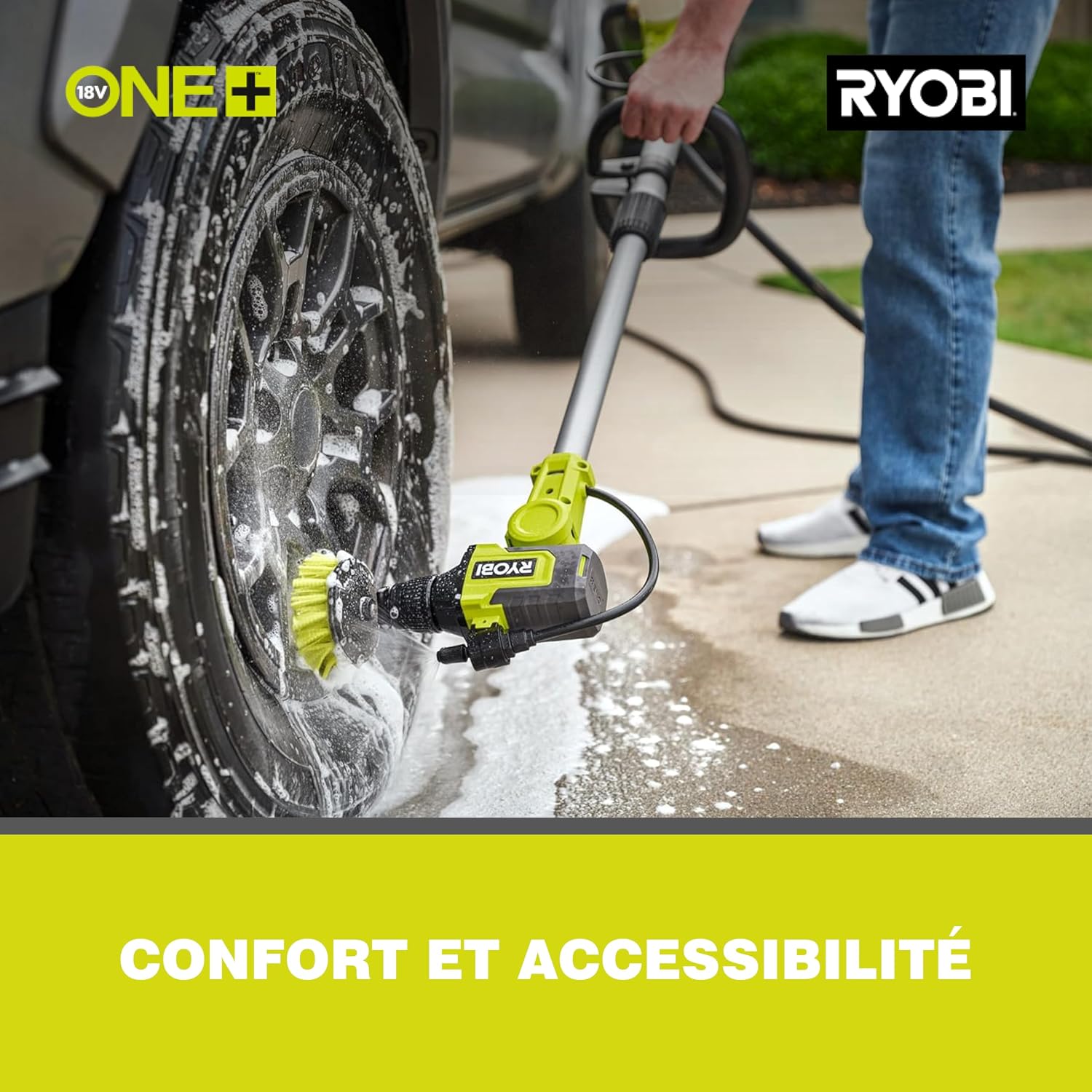 Detalle de RYOBI RWTS18-0 Brosse Rotative télescopique sans Fil 18V One+ – Puissante et longue portée
