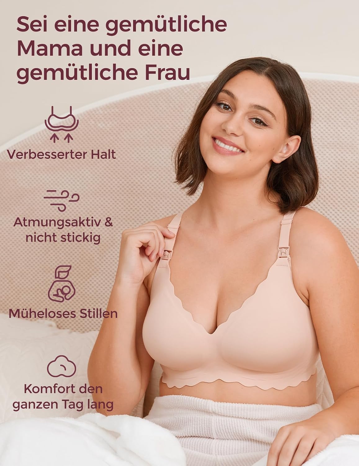 Detalle de momcozy Still-BHS: Nahtloser Still-BH ohne Bügel mit Jelly-Strip-Technologie