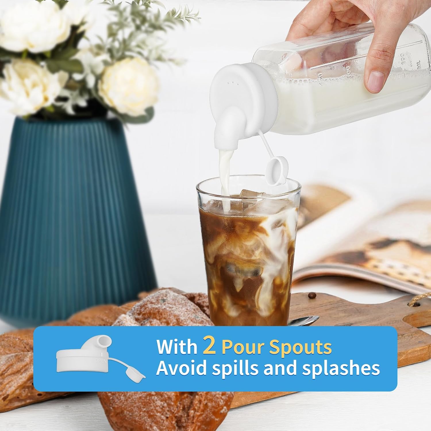 Detalle 2 de Syntic Glass Juice Bottles 3 Pack with Lids 🥤