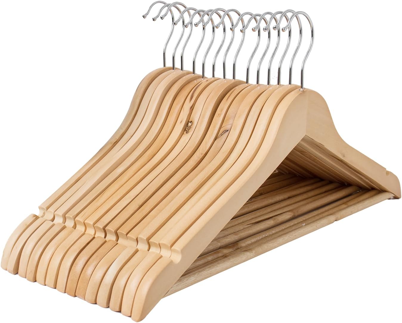 Thumbnail 3 de REQUISITE NEEDS Wooden Coat Hangers 40 Pack – Wide Shoulder, 360° Rotating Hook, Natural Maple Wood