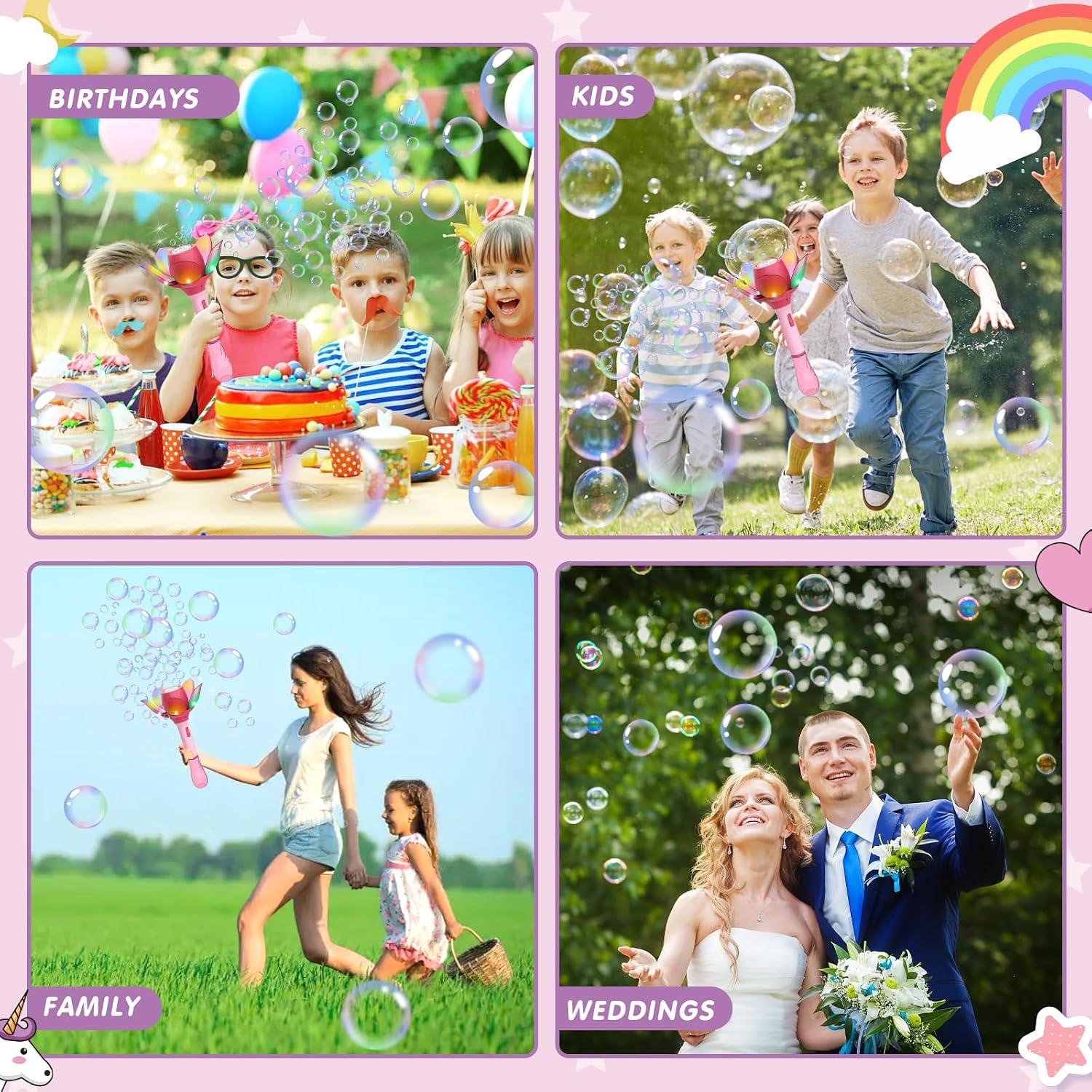 Thumbnail 6 de DAOUZL Blumen Seifenblasenstab LED – Elektrische Seifenblasenpistole für Kinder