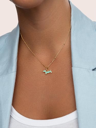 Detalle de SINGULARU Charm Mini Teckel Enamel Sky – Latón bañado en oro 18kt