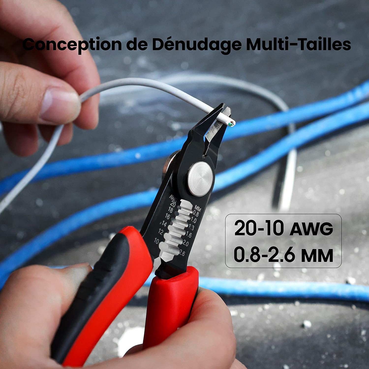 Thumbnail 3 de KAIWEETS Pince Coupante – Dénudeur de Fils et Coupe-Câbles 20–10 AWG, Dénudeur de Fils Précis