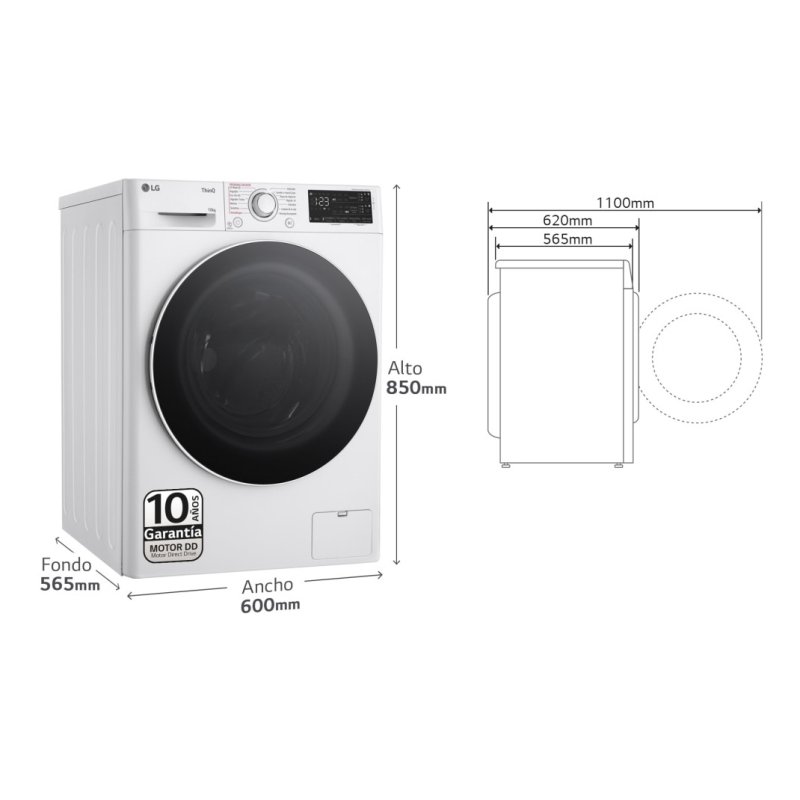 Detalle 2 de LG F4WR5510A0W Lavadora 10 kg 1400 rpm