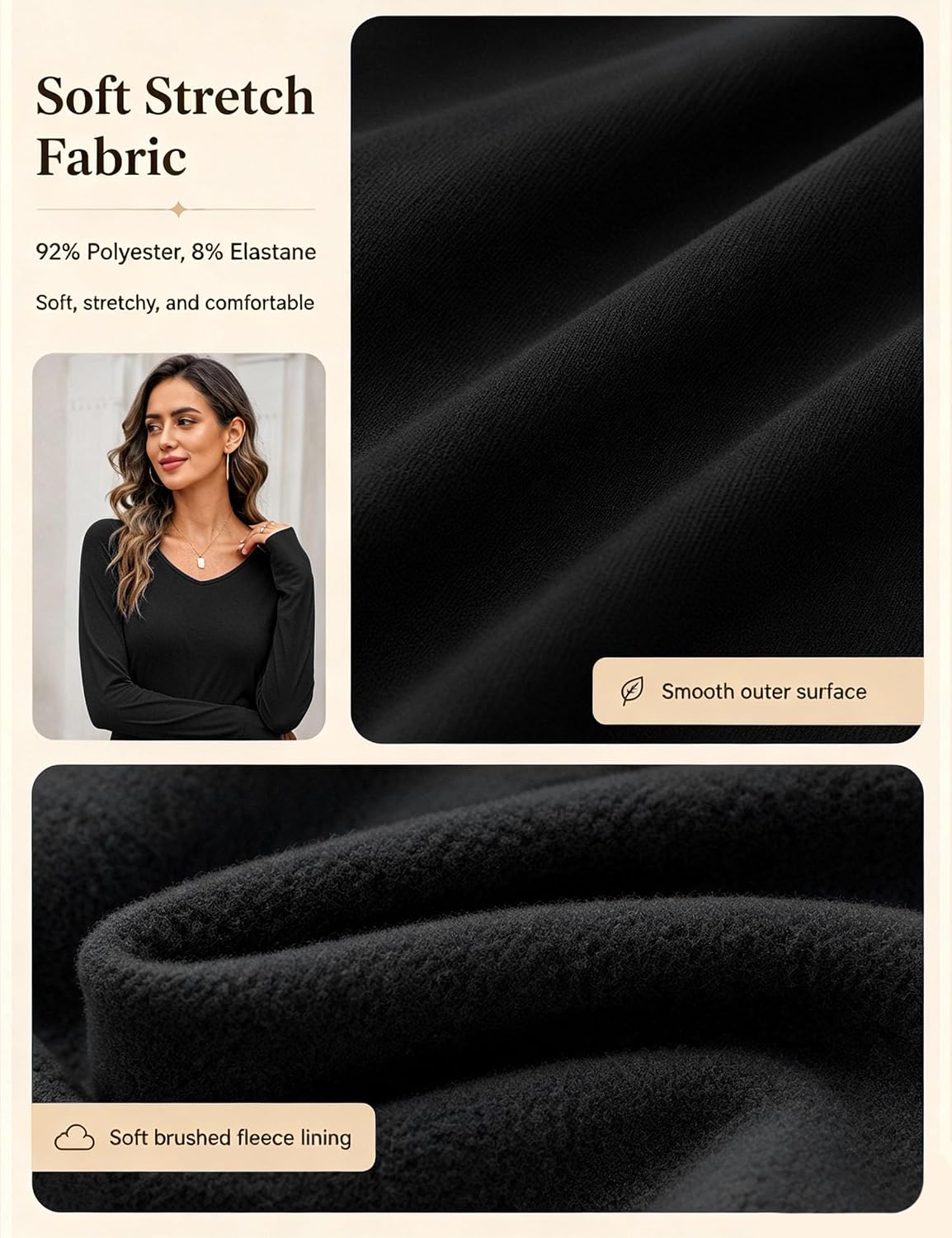 Detalle 2 de Wayleb Maglia Termica Donna con Pile Interno: comfort, stile e versatilità per l'inverno