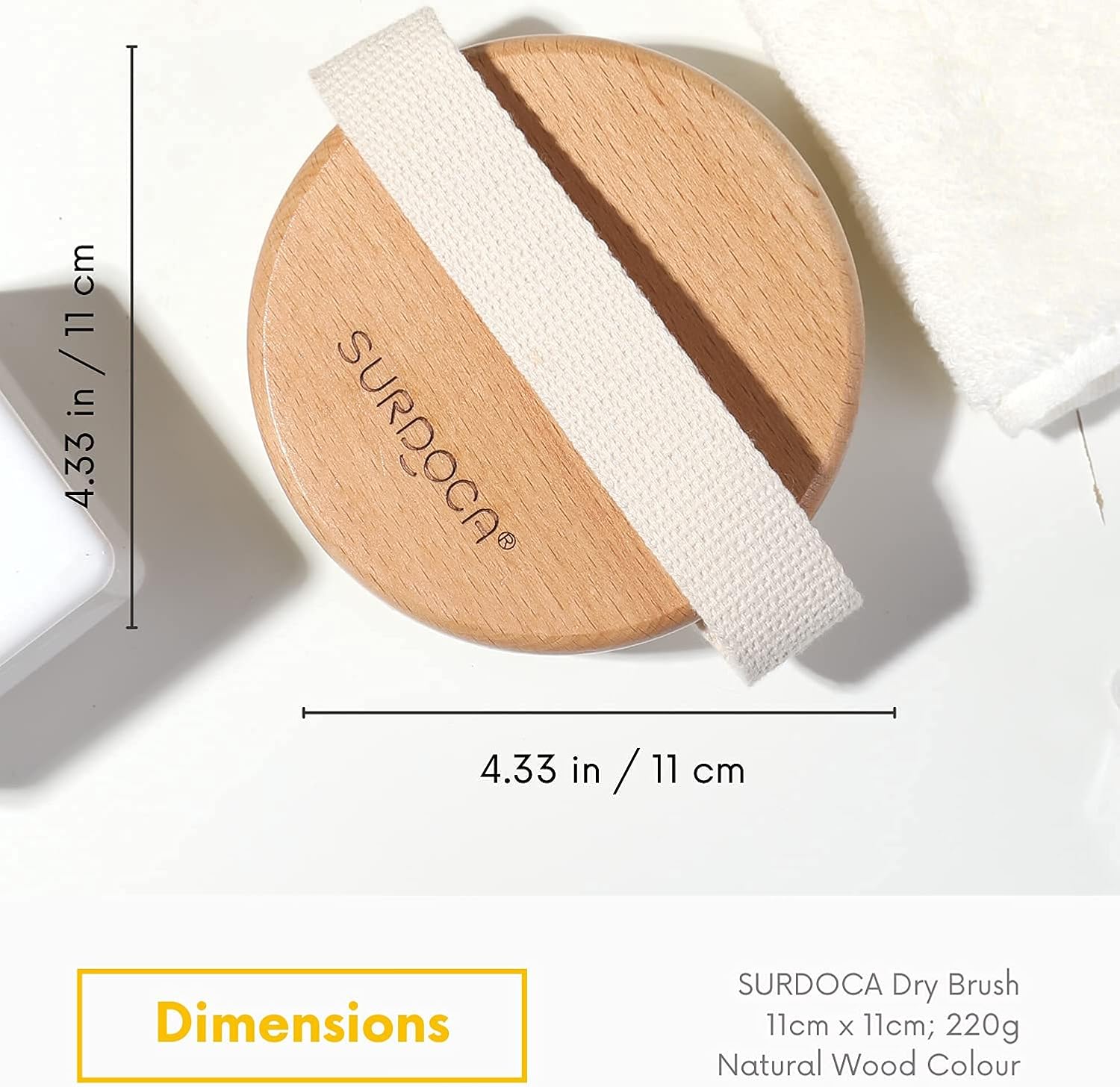 Detalle de SURDOCA Dry Brushing Body Brush for Lymphatic Drainage – Natural Exfoliating Tool