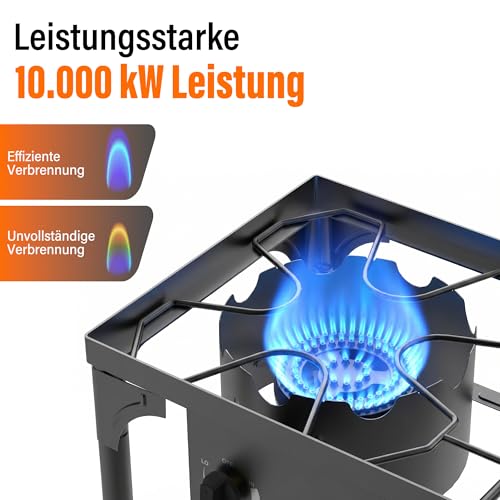 Thumbnail 1 de Veralune 10 kW Gas Hockerkocher – 2 Flammig, 20 PSI Regler, Outdoor, Camping und Notfallkochen