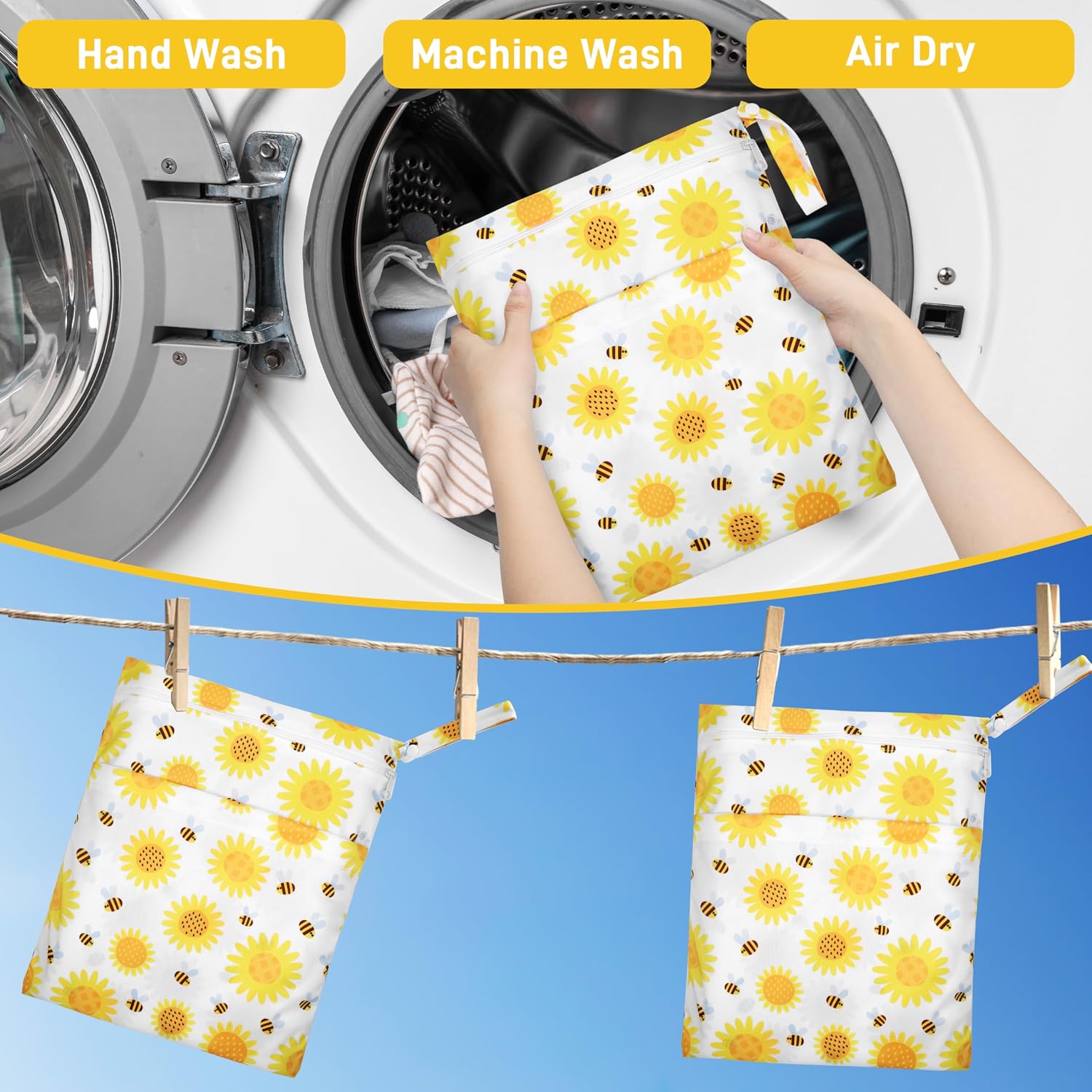 Thumbnail 6 de Zocipro 3-Stück Wetbag Set: Wiederverwendbare Stoffwindeltaschen für unterwegs