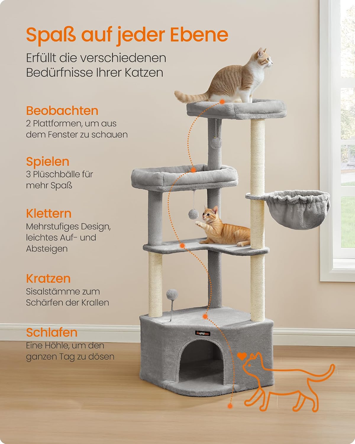 Thumbnail 4 de Feandrea Kratzbaum 48,5×48,5×140,7 cm Katzenbaum 🐱