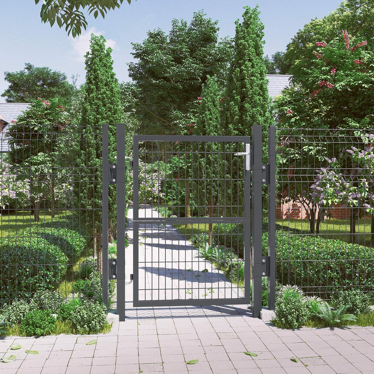 Thumbnail 1 de SONGMICS Portillon de Jardin 106 x 125 cm Maille acier