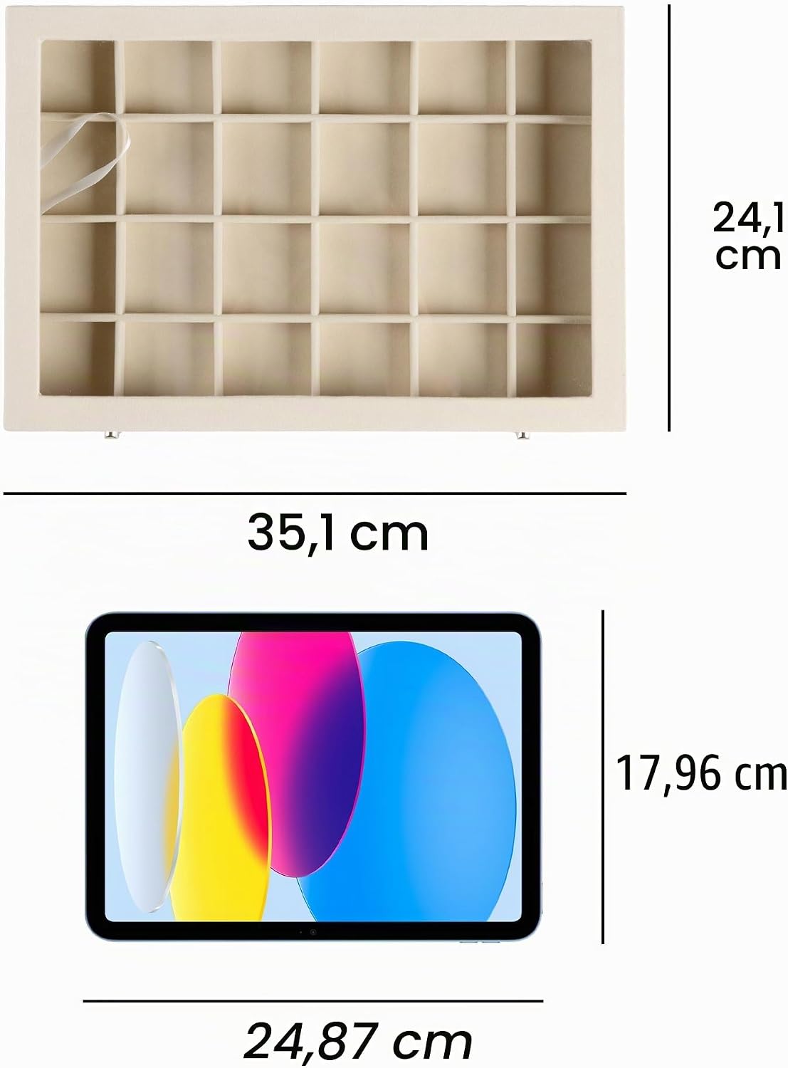 Thumbnail 3 de Frebeauty Velvet plateau de bijoux 24 compartiments – boîte de rangement avec couvercle en verre (Noir)