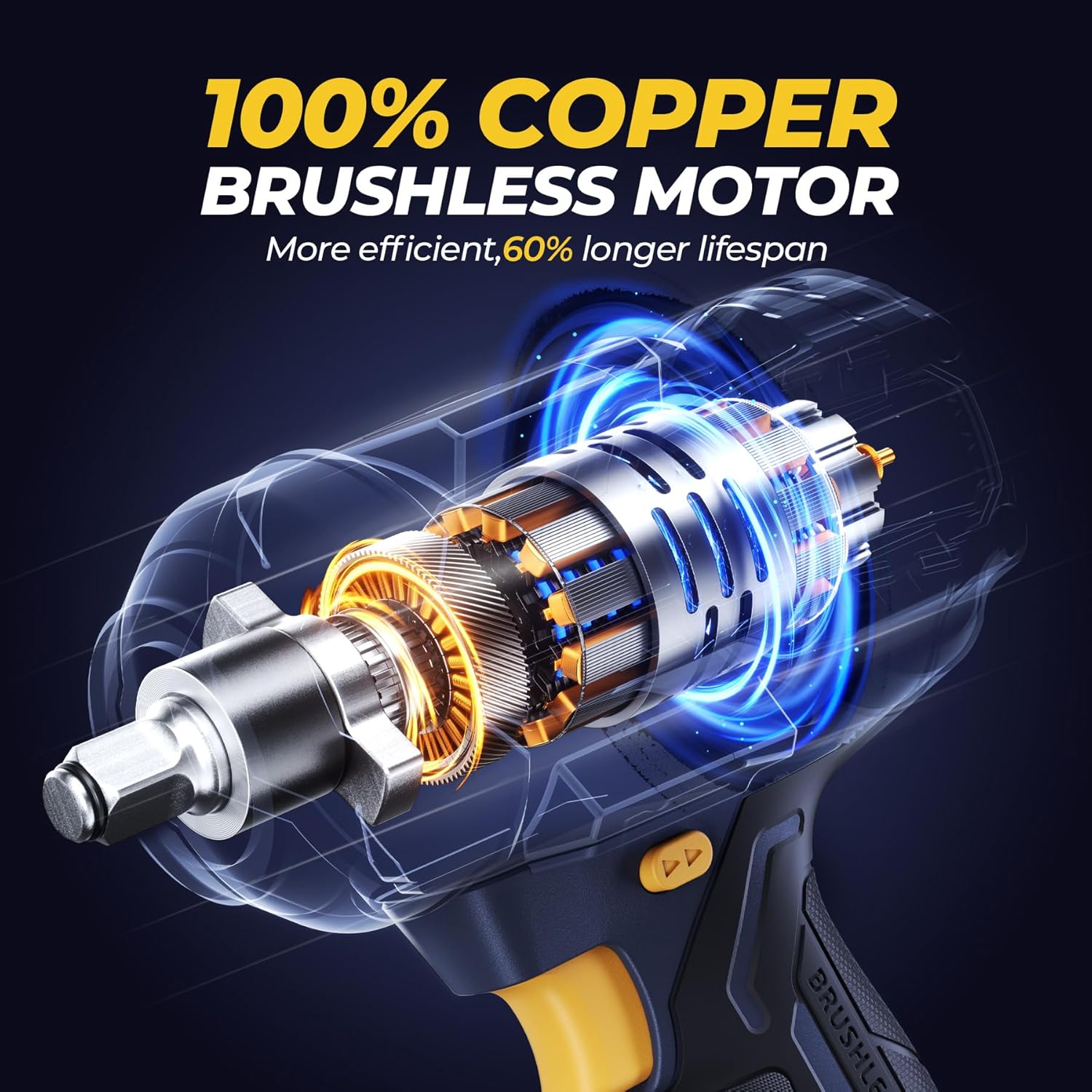 Detalle de JESIMAIK A1421 Cordless Impact Wrench, 1/2-Inch Brushless, 1,475 ft-lbs