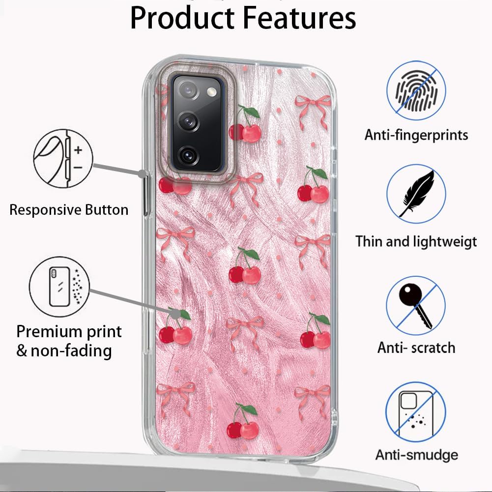 Detalle de Tedyhülle Hülle für Samsung Galaxy S20 FE 2022 / S20 FE 5G – Rosa Kirsche Muster, Dünne TPU/PC Schutz