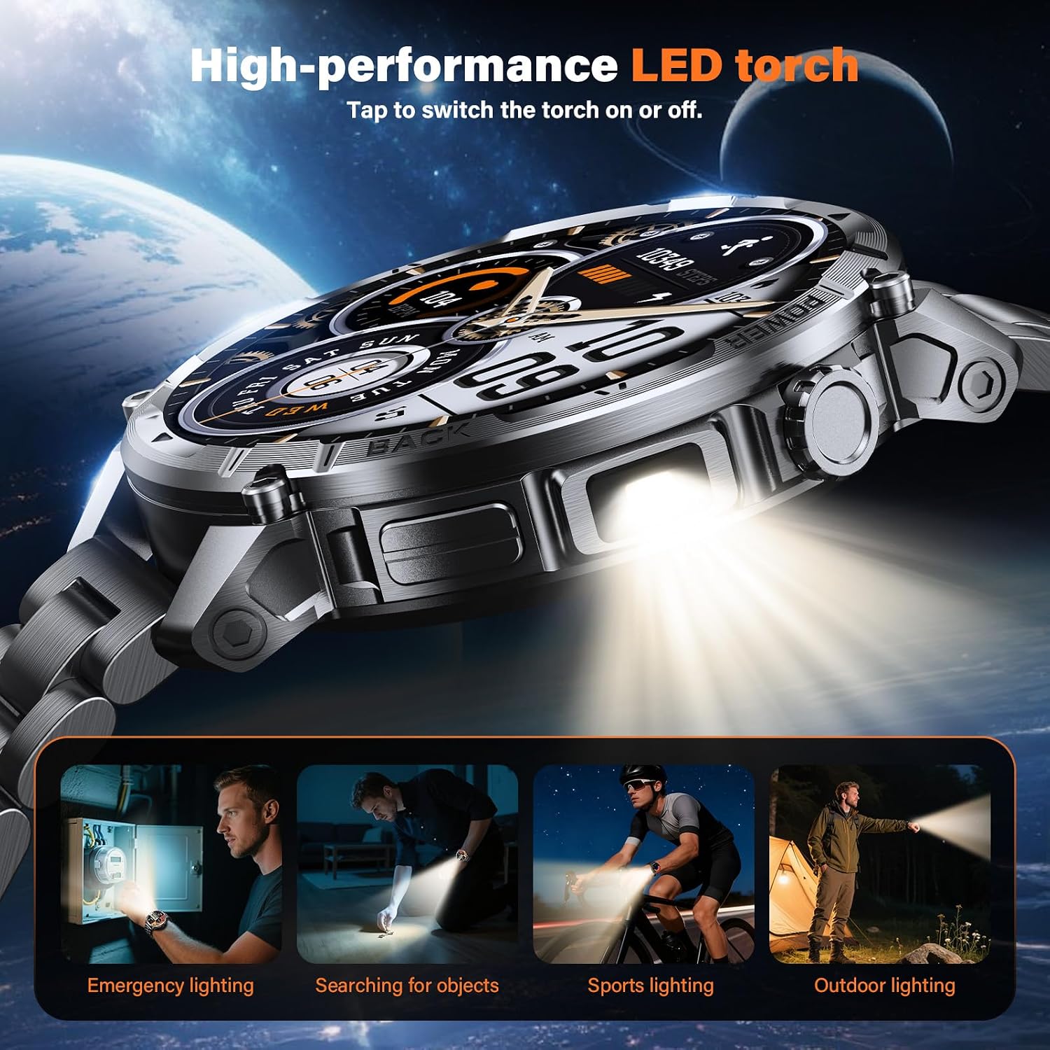 Thumbnail 2 de SLOKSFil iw12 smartwatch met 1,7 inch-scherm, ledlamp en 110+ sportmodi