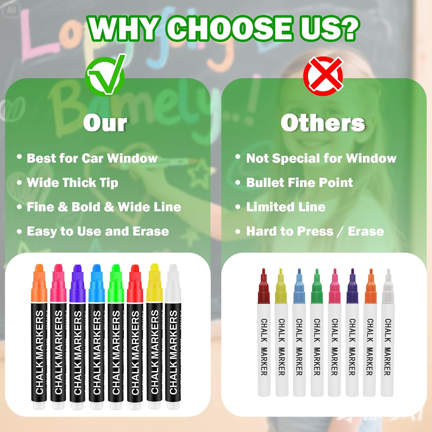 Thumbnail 1 de Window Chalk Markers, 8 Colors