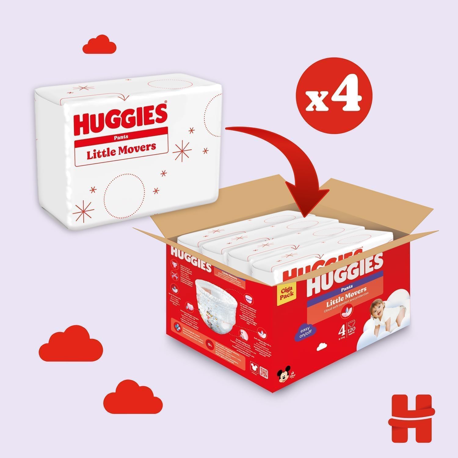 Thumbnail 2 de Huggies Little Movers Pannolini Mutandina Taglia 4 (9-14 kg), 120 pezzi