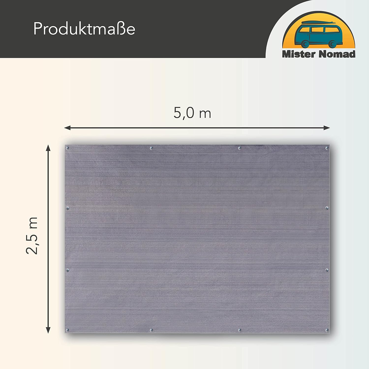 Thumbnail 1 de Mr Nomad Vorzeltteppich 5 x 2,5 m aus HDPE (300 g/m²) – UV-beständig für Wohnwagen & Wohnmobil inkl. Tragetasche