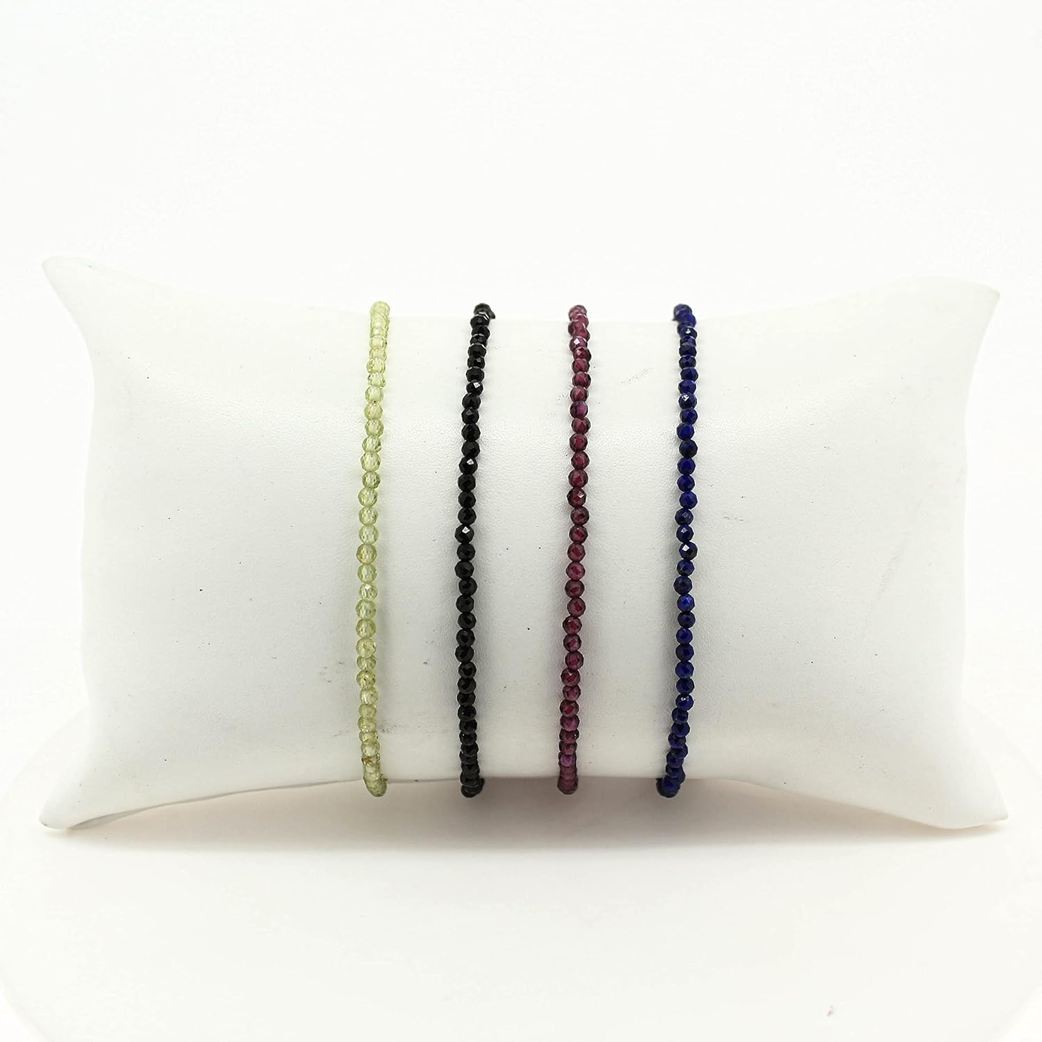 Detalle de Gempires Natural Garnet Beads Bracelet – 7" with 1" Extender, Gold Plated Garnet Bead Bracelet