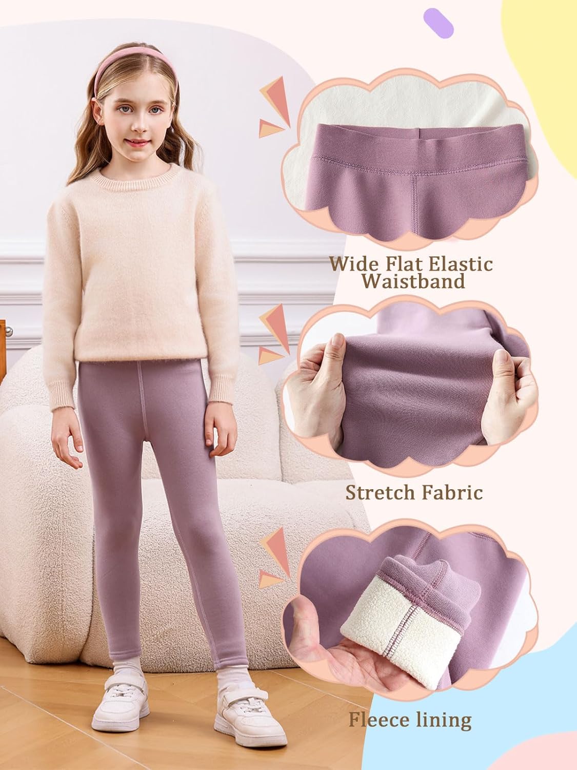 Thumbnail 6 de Vorvowry Thermoleggings für Mädchen mit weichem Fleece-Futter (Winter-Stretch)