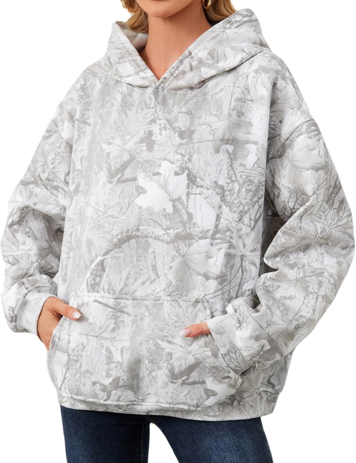 Thumbnail 4 de Anoumcy Camo Hoodie Oversized Maple Leaf fleece