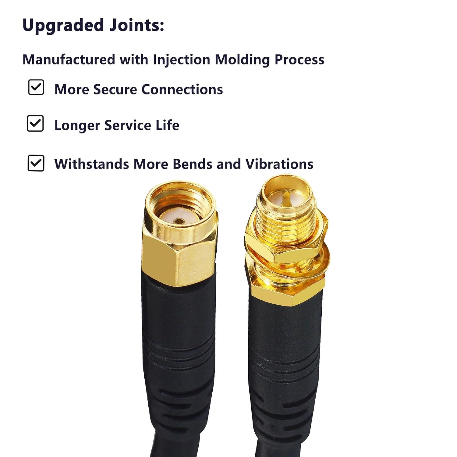 Detalle 2 de Boobrie Upgraded 3M RP-SMA Male to RP-SMA Female Extension Cable (RG58) for Wireless Networking