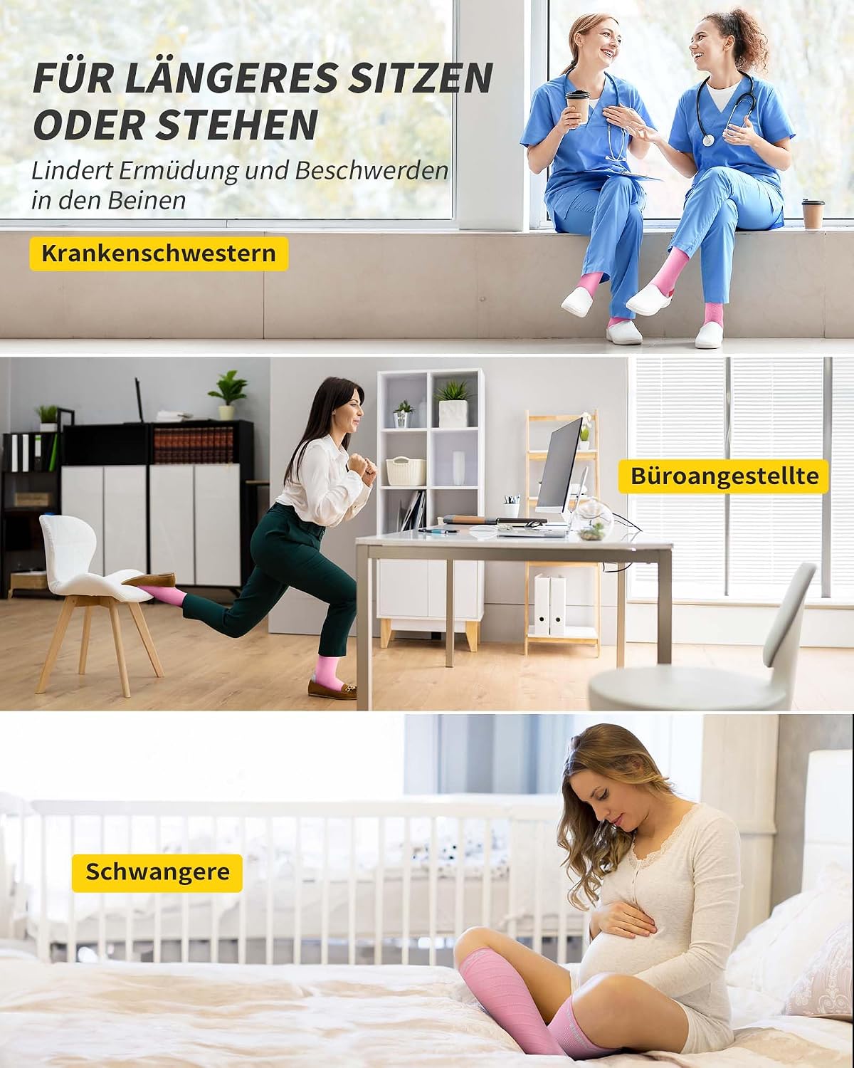 Thumbnail 6 de CAMBIVO Kompressionsstrümpfe (Damen & Herren), 2 Paar – 20–30 mmHg für Lauf-, Sport-, Reise- und Flugtage