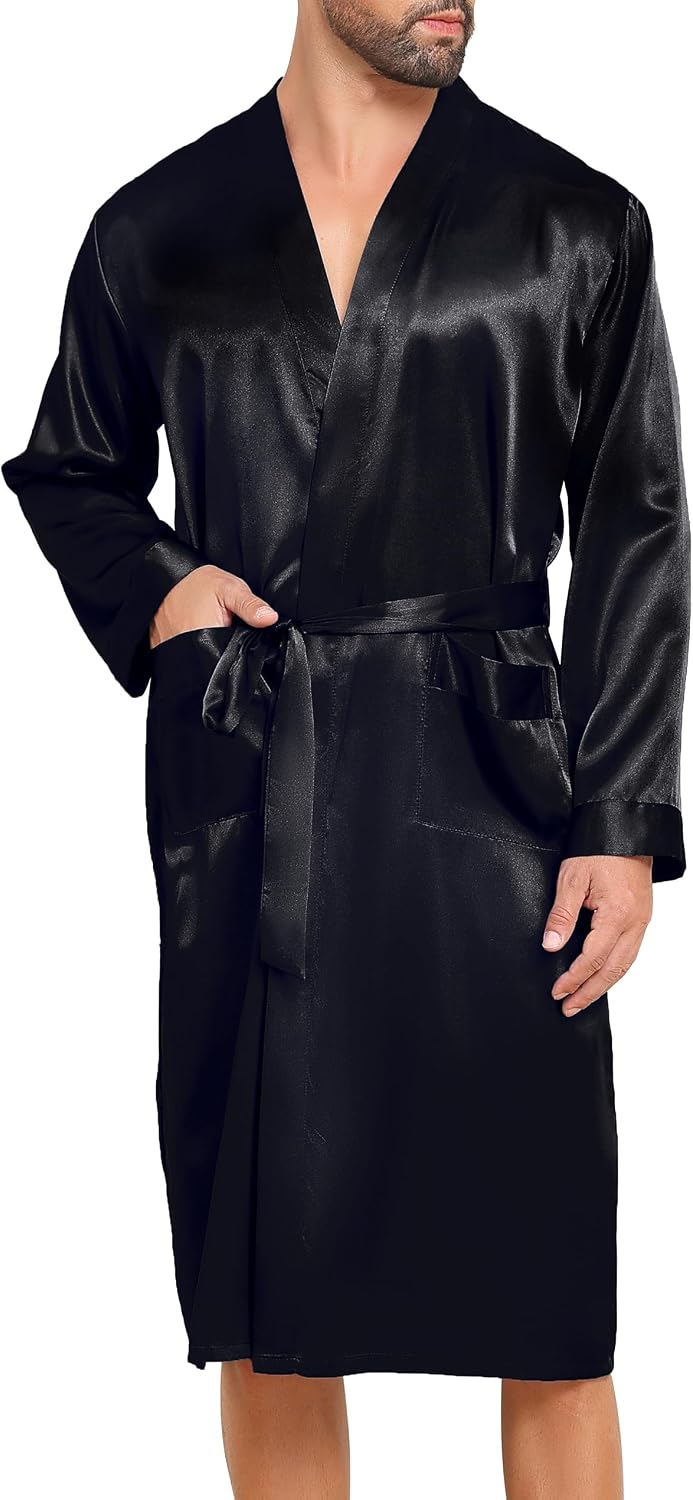 Detalle de Lovasy Peignoir Homme Satin à manches longues ⚙