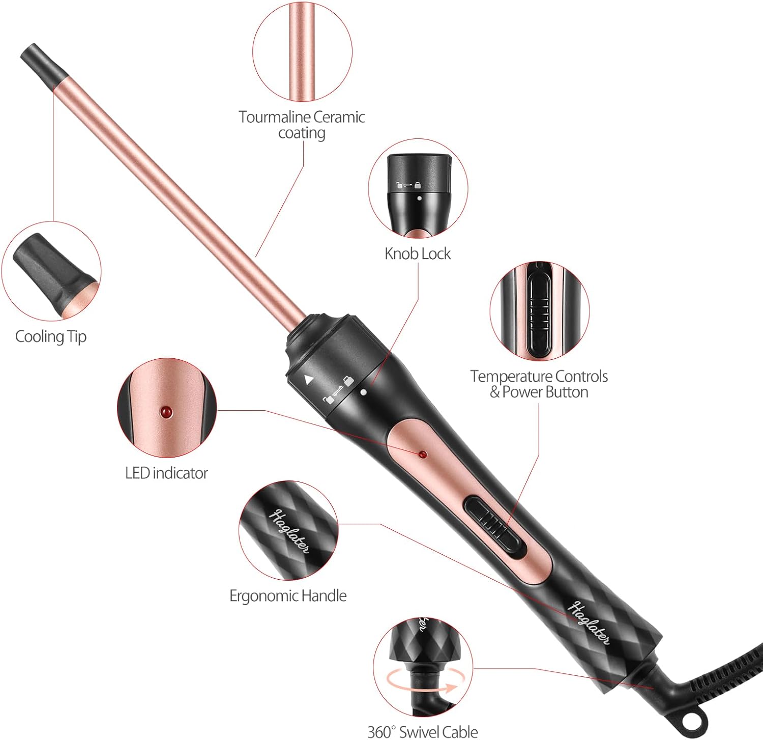 Thumbnail 6 de Lockenstab Kleine Locken – Haglater Mini Lockenstäbe 9 mm mit 2 Temperaturen (180/210 °C)