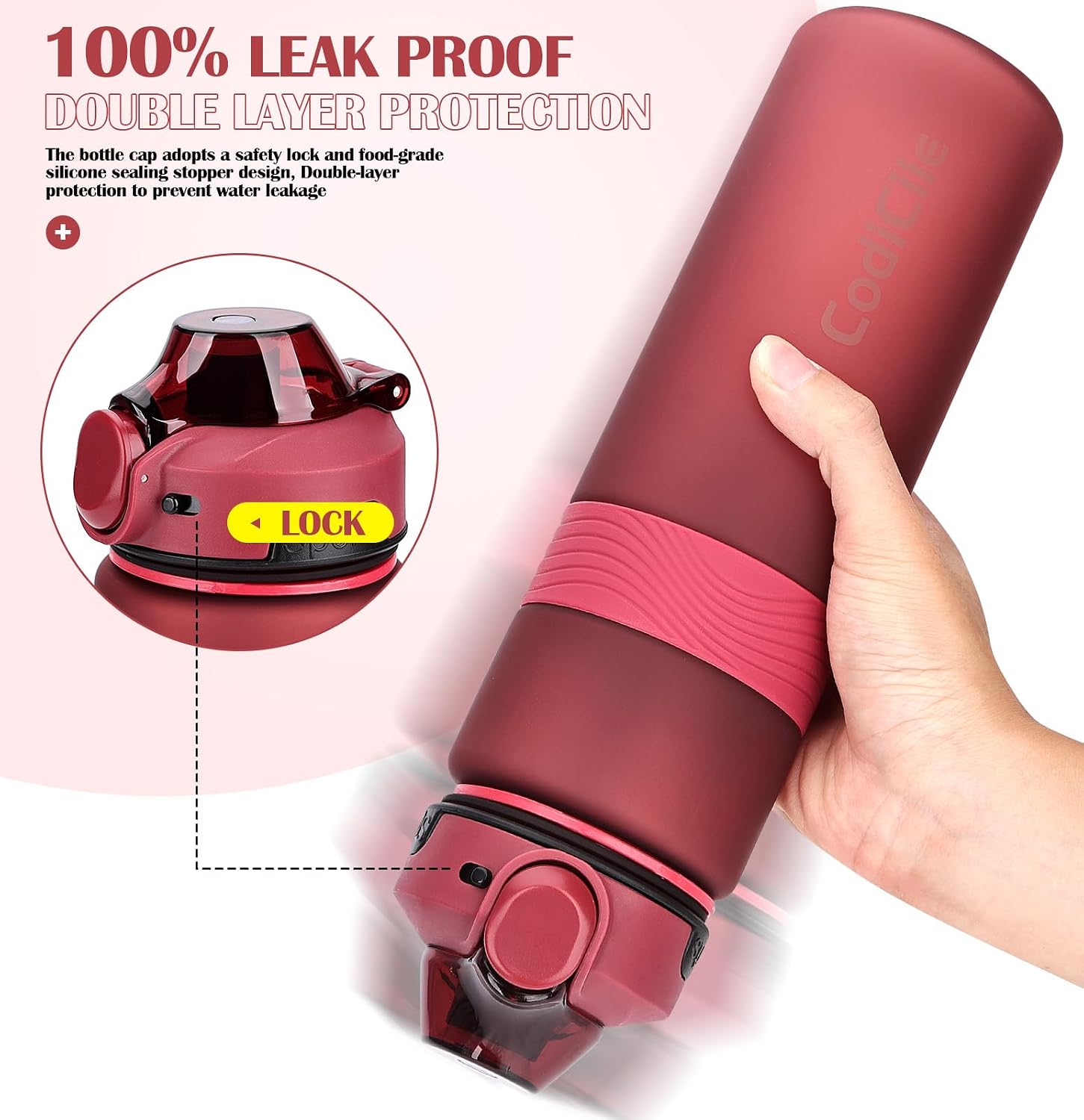 Detalle 2 de CodiCile Trinkflasche 1 L BPA-frei Rot