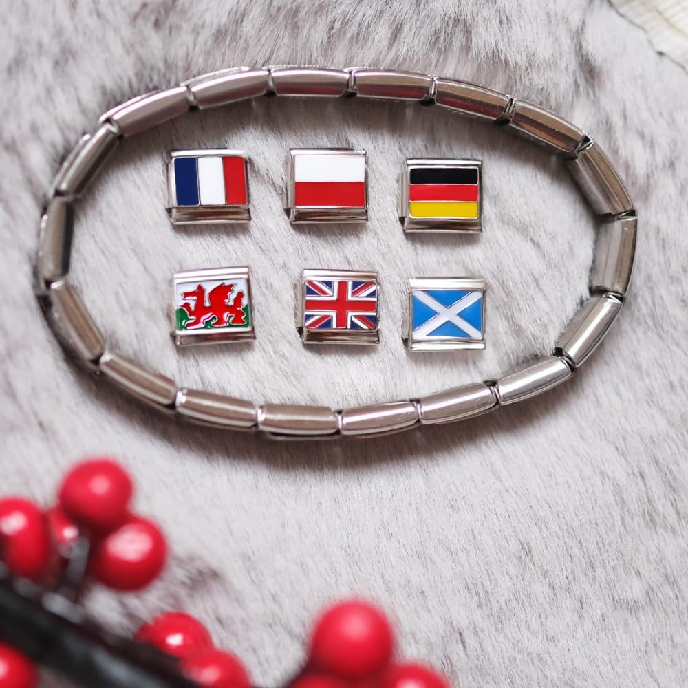 Thumbnail 6 de 2Burned Italian Charm Flag for 9 mm Bracelets in Stainless Steel