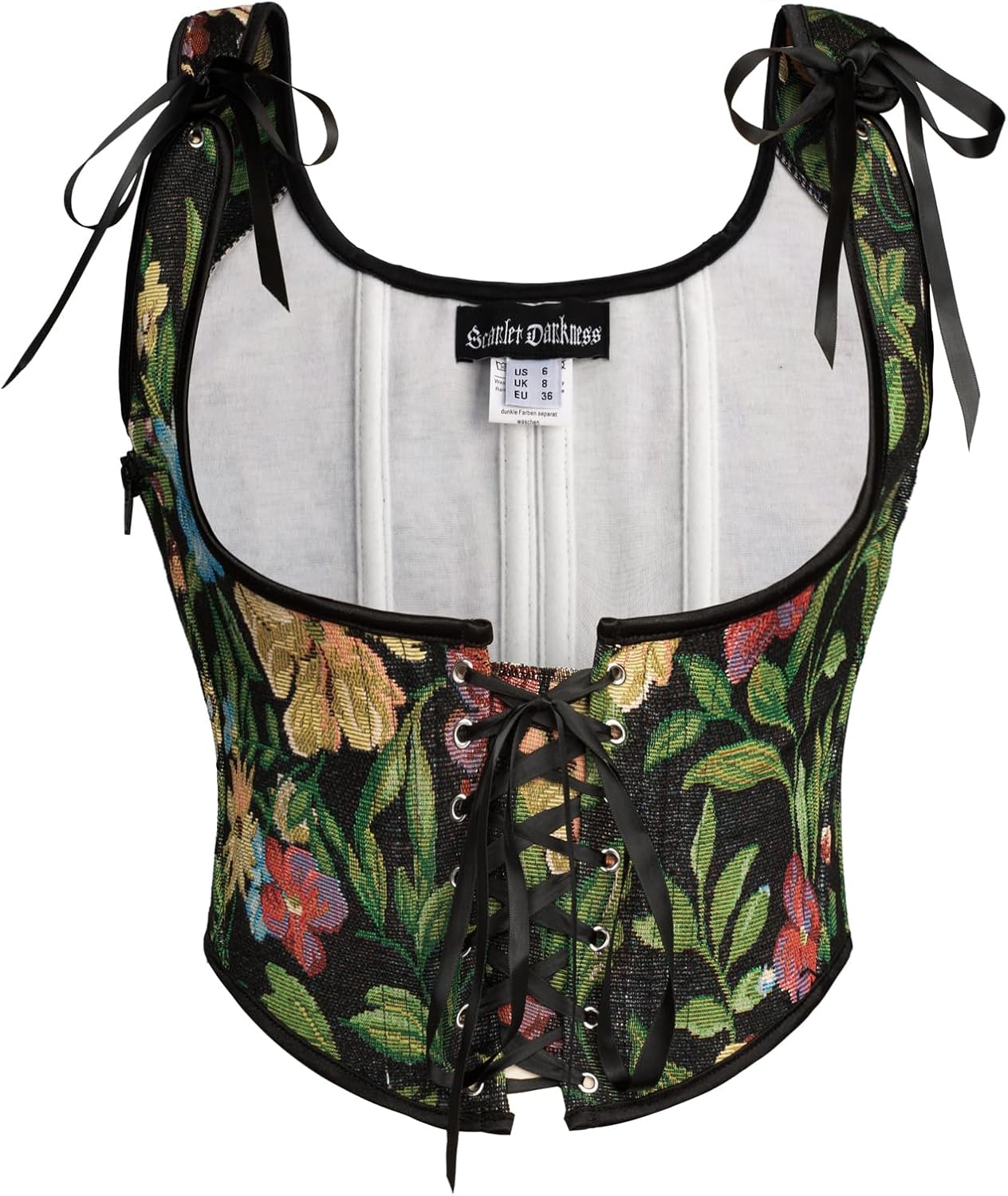 SCARLET DARKNESS corsetto bustier rinascimentale donna con lacci frontali e stampa floreale