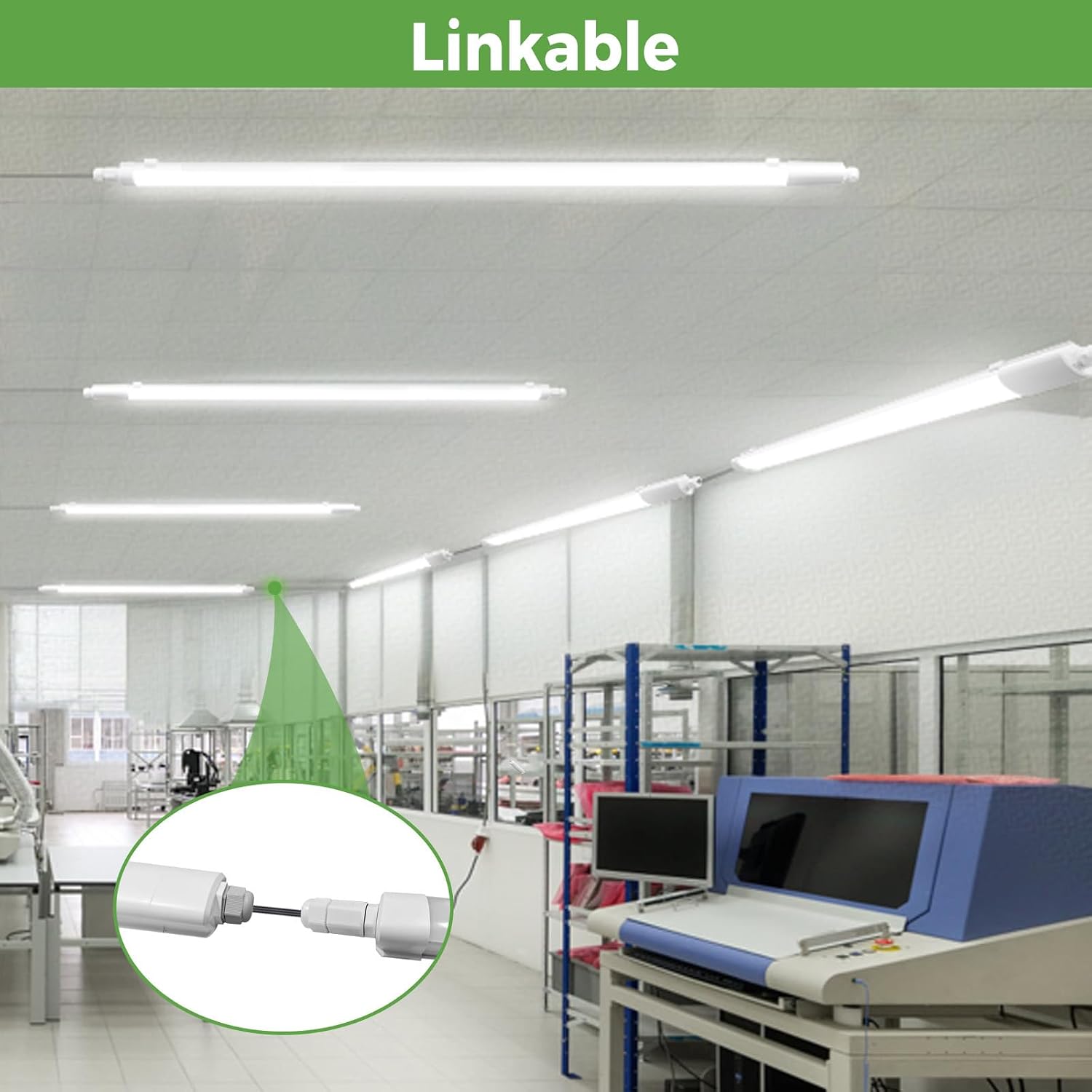 Detalle de Zemty 5FT LED Batten Lights (48W, 5280LM) IP65 with 3 selectable colour temperatures