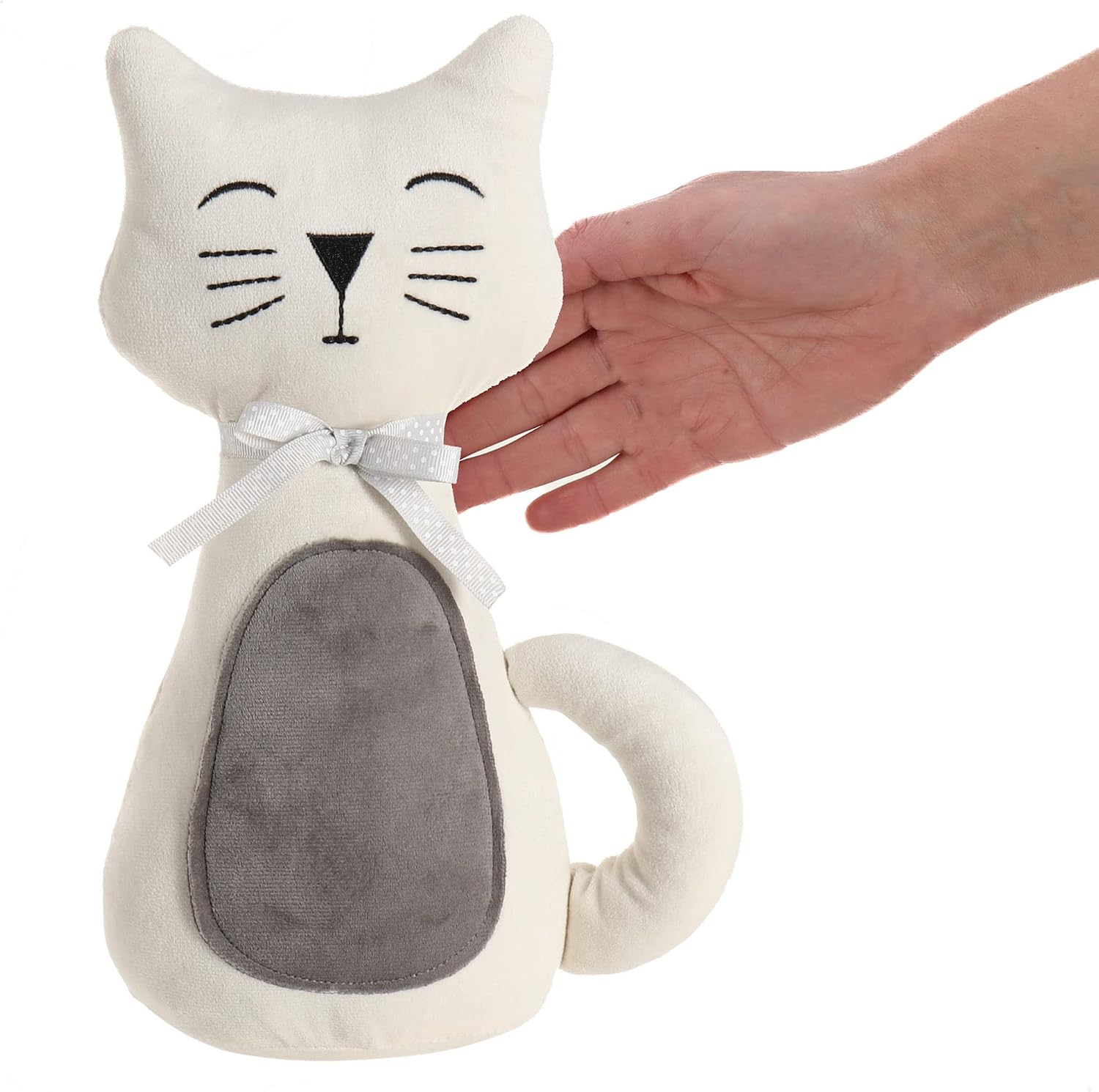 Detalle de COM-FOUR Fermaporta: fermaporta pesante a forma di gatto, 1,4 kg, grigio/bianco