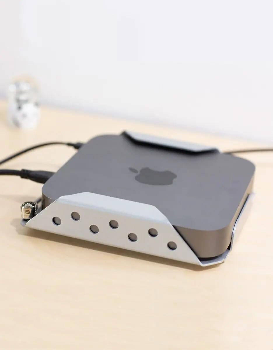 Detalle de Compulocks Mac mini Halterung – leichte, flache Aluminiumkonstruktion mit VESA-Montage