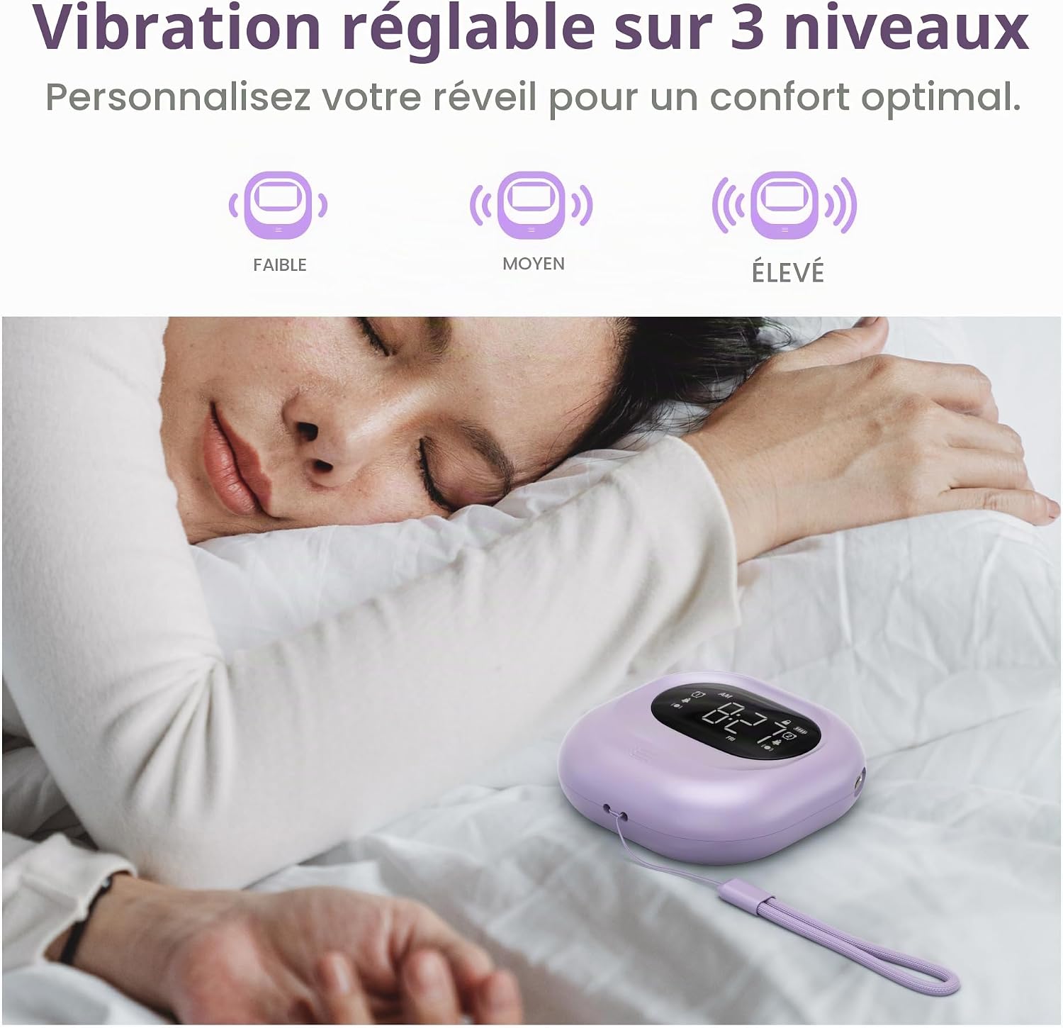 Detalle de Mesqool MEU-1027-Violet-New trilwekker, paars, 3 alarmmodi en snooze