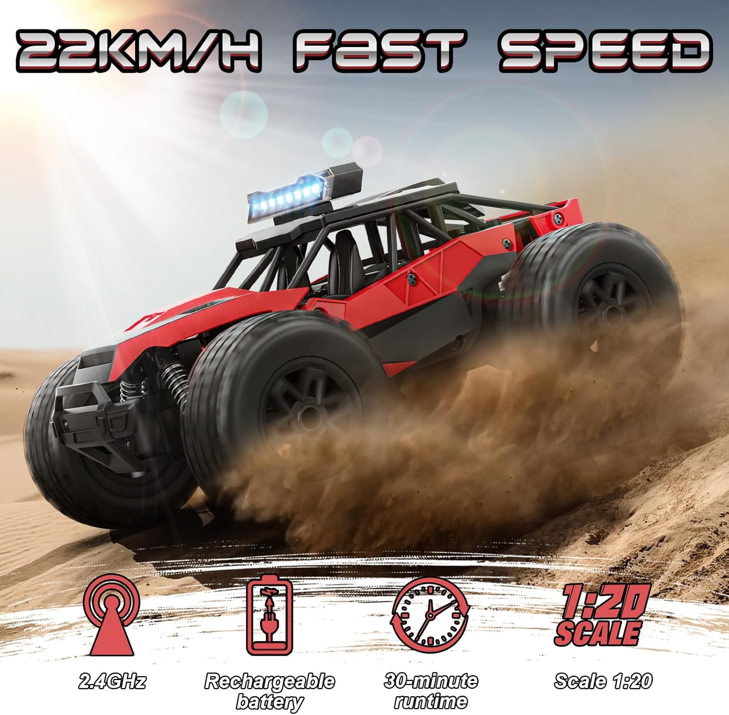 Detalle 2 de Monster Truck RC todoterreno 22 km/h coche teledirigido
